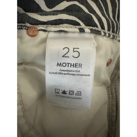 MOTHER High Waisted Rascal Ankle Fray Zebra Print Jeans Women's Size 25 - Picture 6 of 8